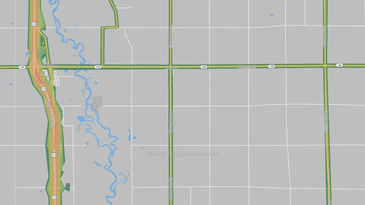 Horton, IA Map of Noise Levels in Horton