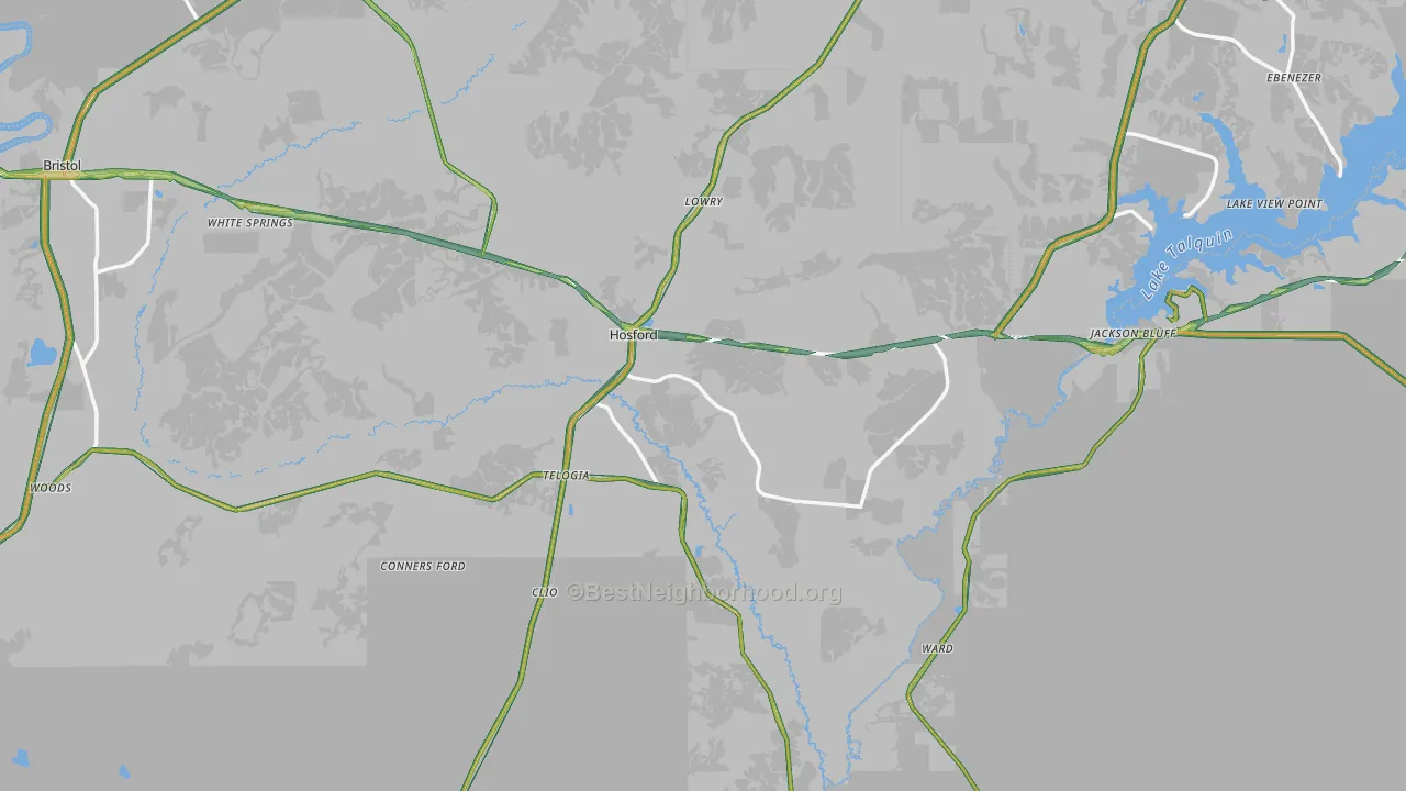 Hosford, FL Map of Noise Levels in Hosford