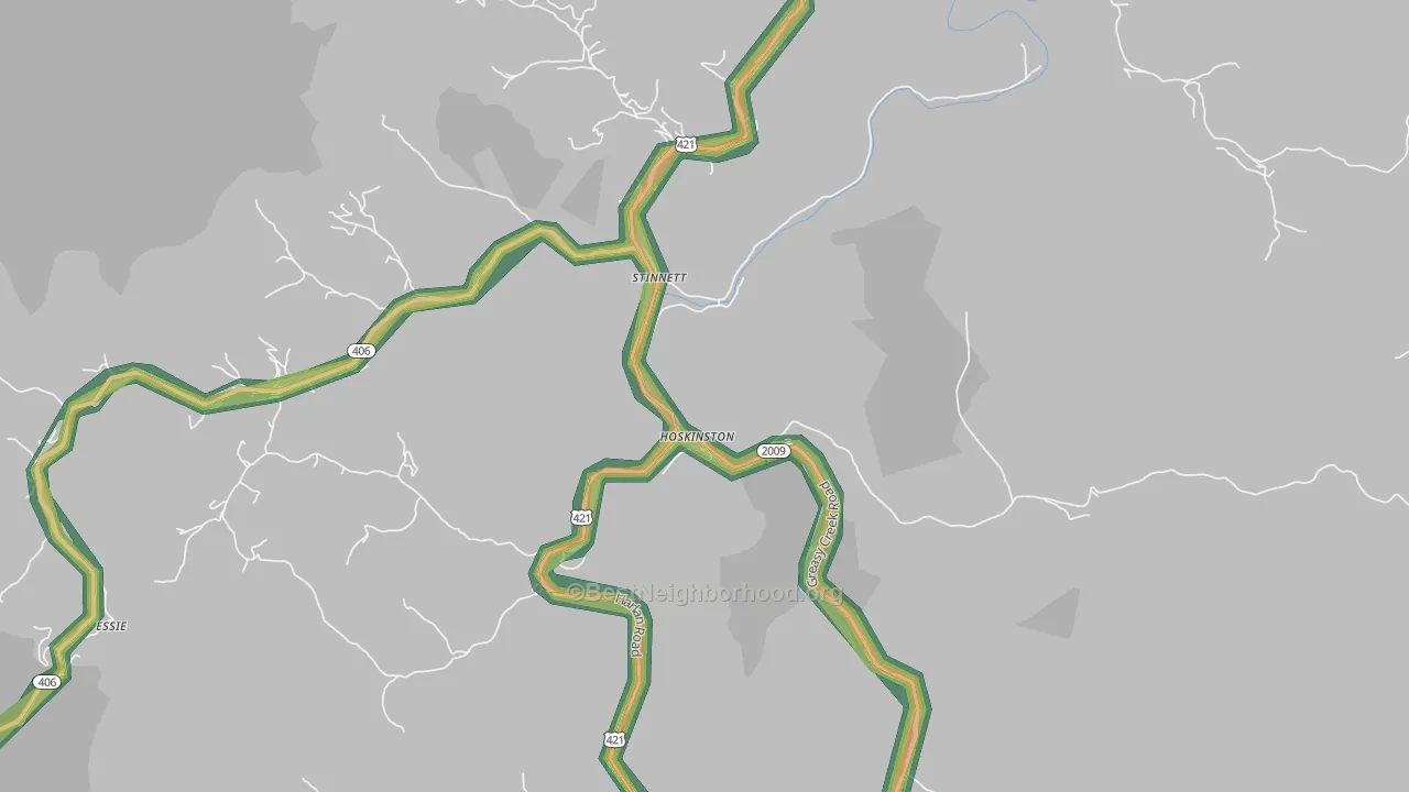 Hoskinston, KY Map of Noise Levels in Hoskinston