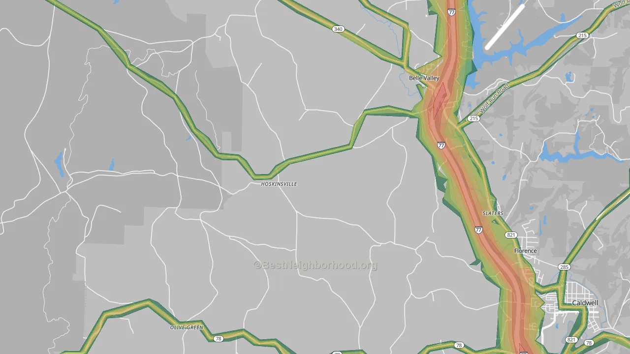 Hoskinsville, OH Map of Noise Levels in Hoskinsville