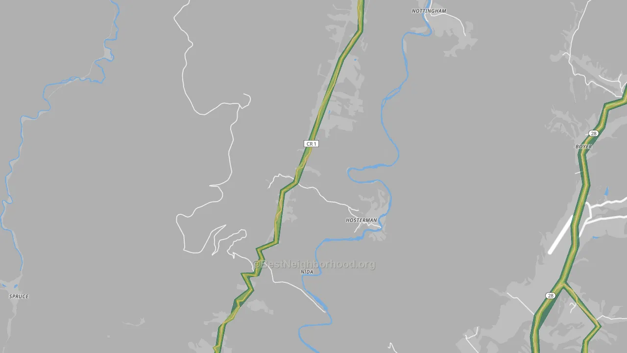 Hosterman, WV Map of Noise Levels in Hosterman