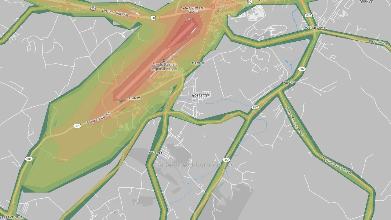 Hostetter, PA Map of Noise Levels in Hostetter