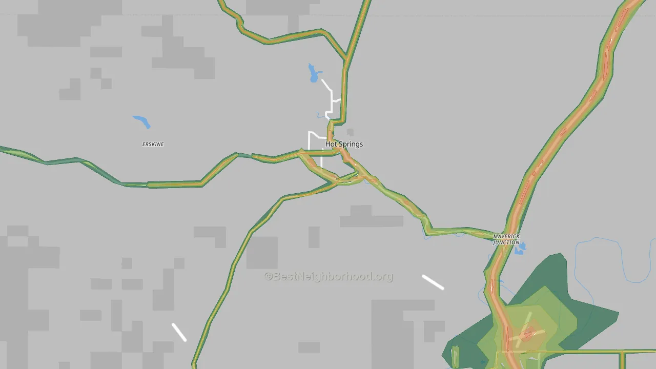 Hot Springs, SD Map of Noise Levels in Hot Springs