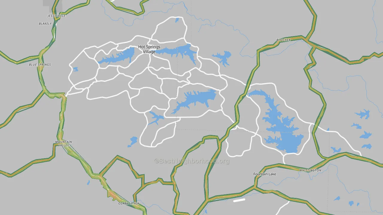 Hot Springs Village, AR Map of Noise Levels in Hot Springs Village