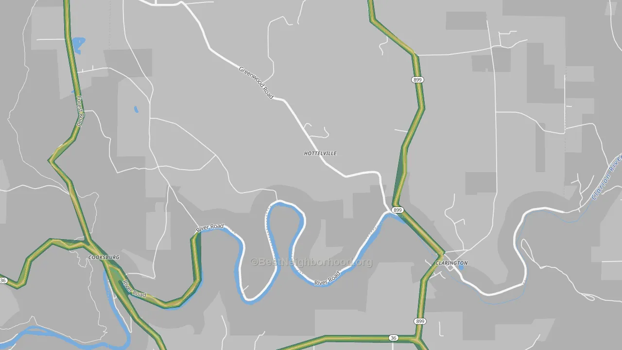 Hottelville, PA Map of Noise Levels in Hottelville