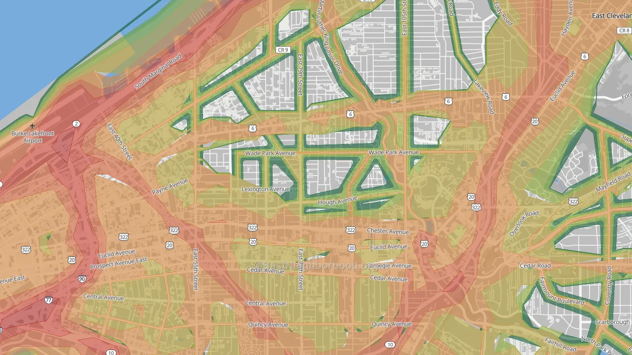 Hough, Cleveland, OH Map of Noise Levels in Hough