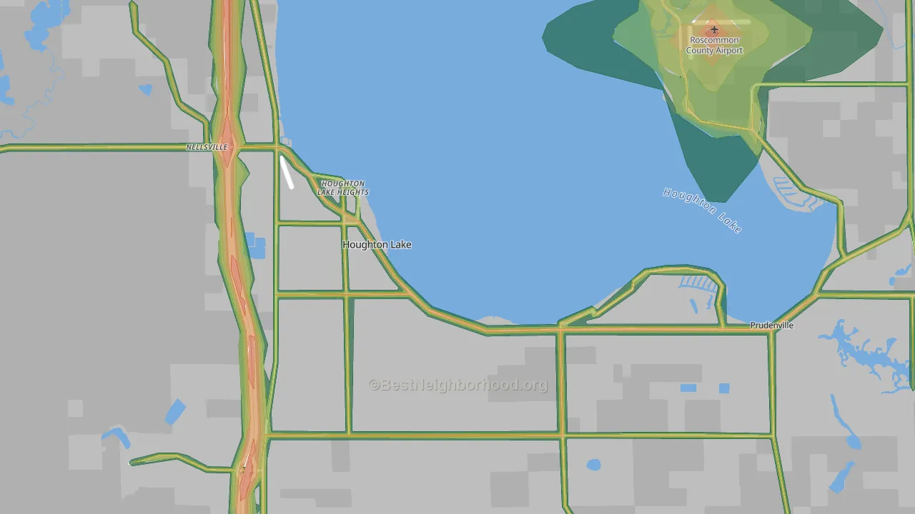 Houghton Lake, MI Map of Noise Levels in Houghton Lake
