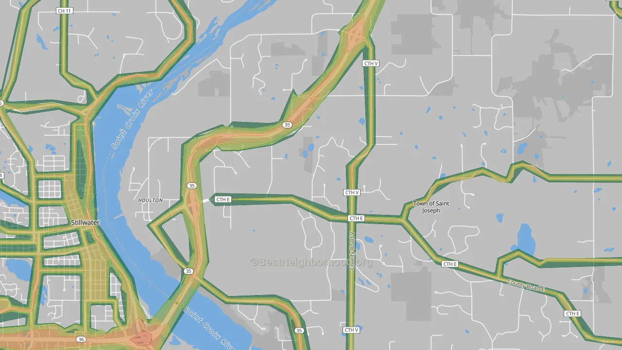 Houlton, WI Map of Noise Levels in Houlton