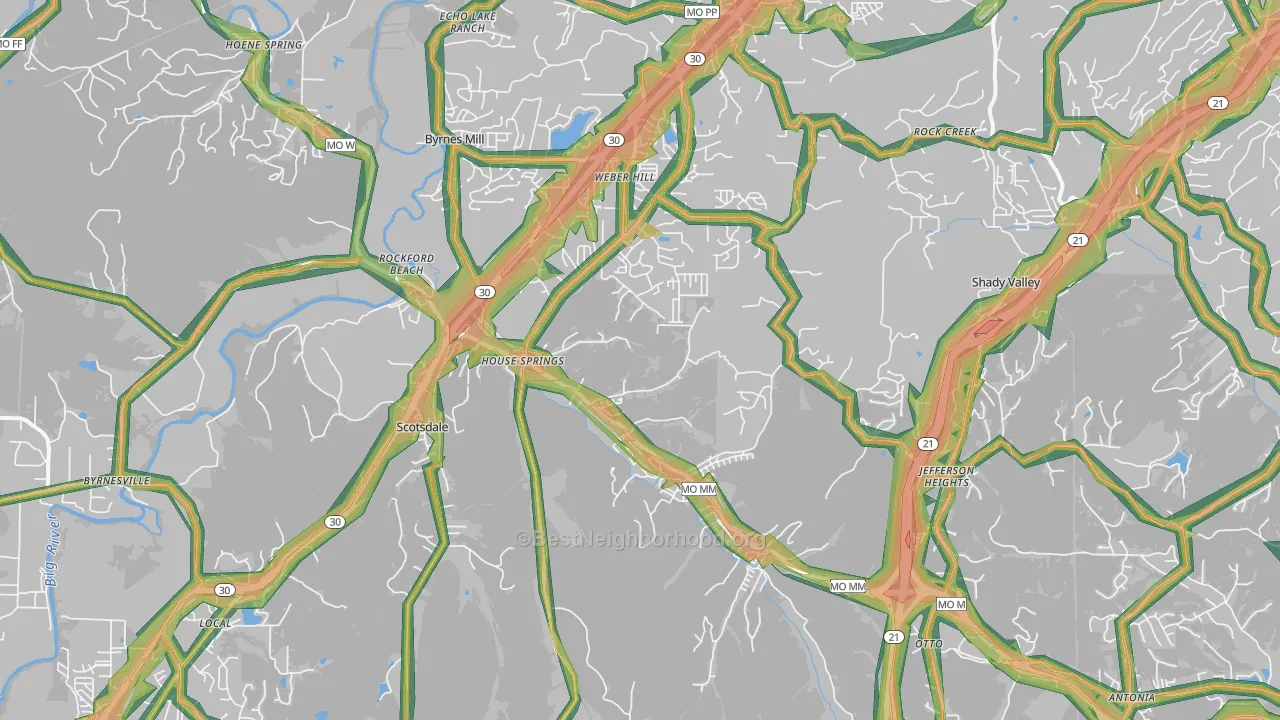 House Springs, MO Map of Noise Levels in House Springs