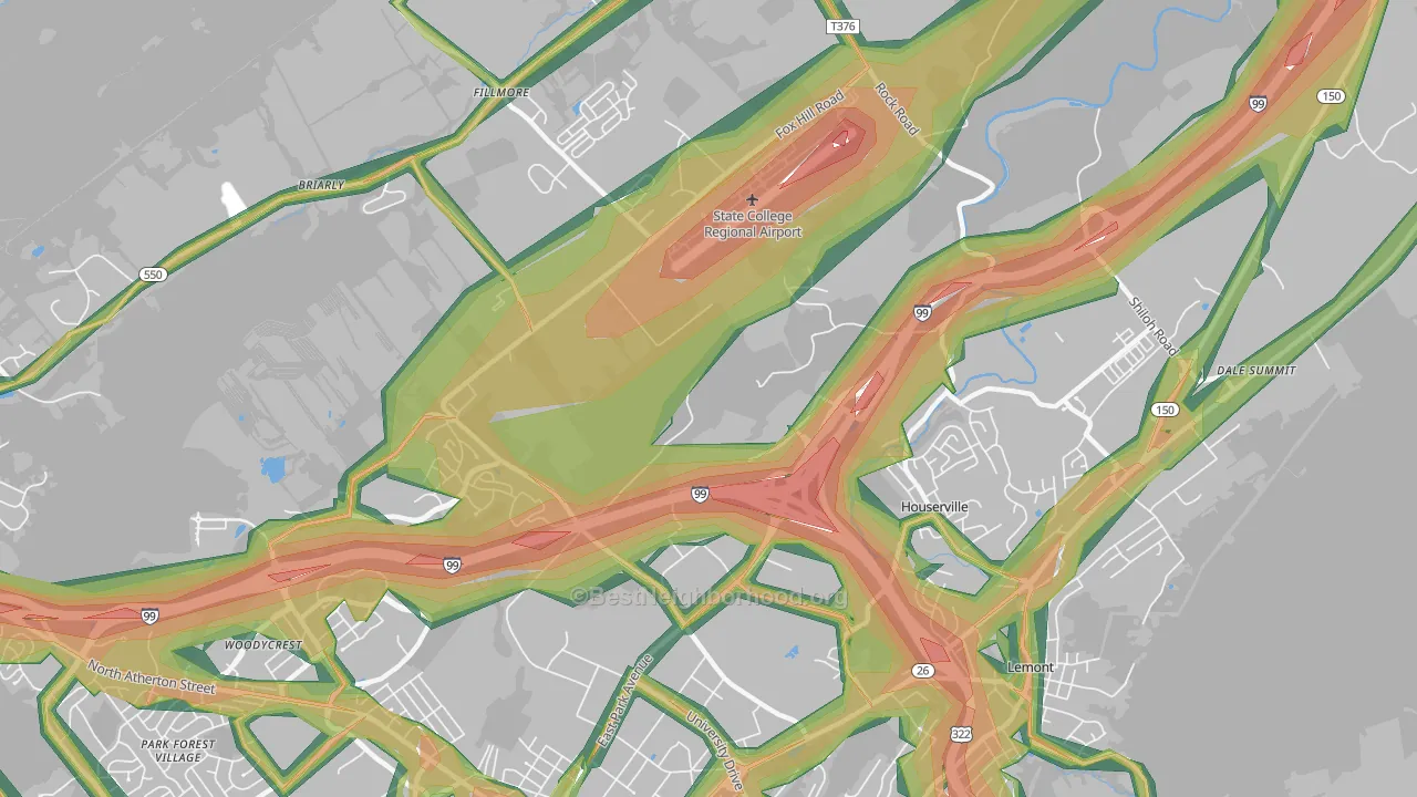 Houserville, PA Map of Noise Levels in Houserville