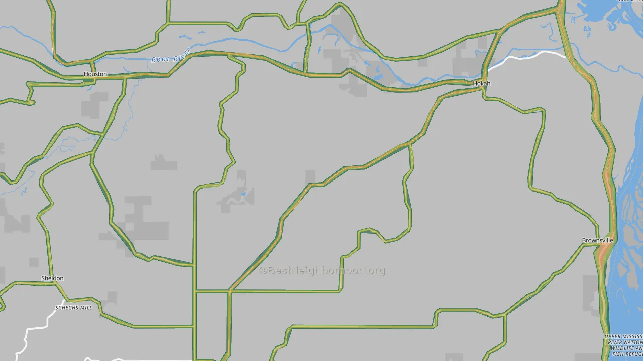 Houston County, MN Map of Noise Levels in Houston County