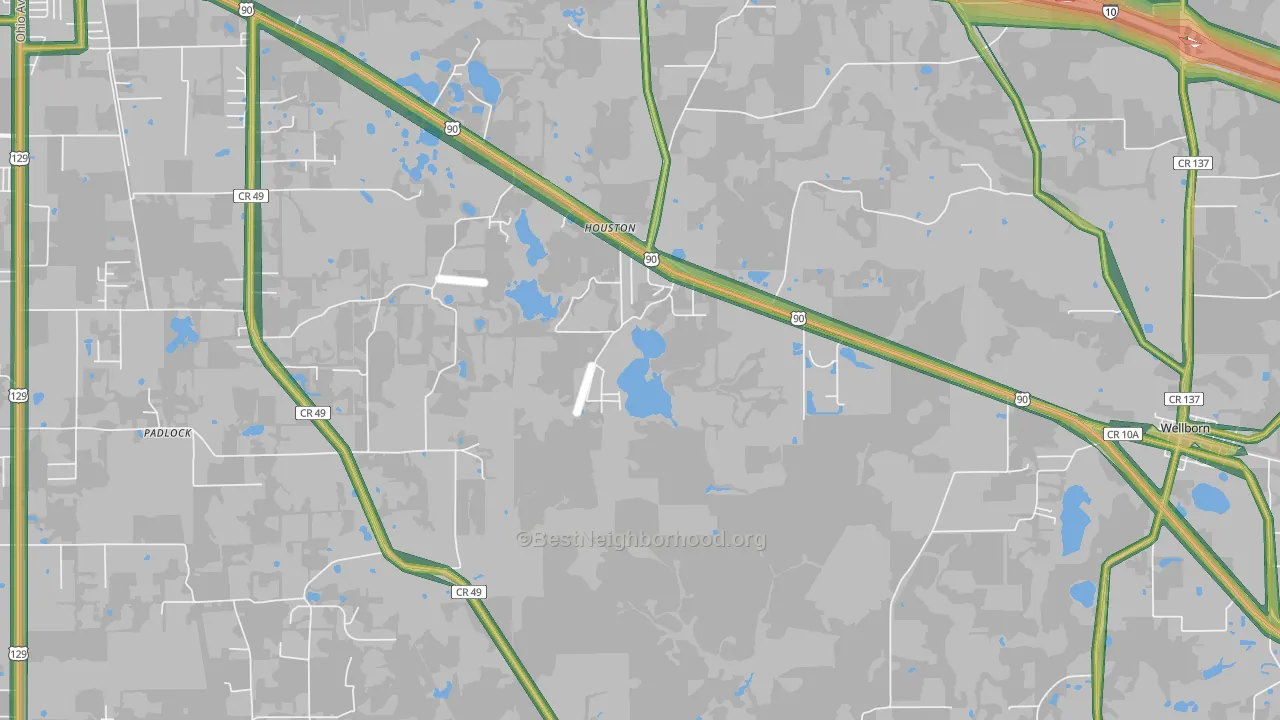 Houston, FL Map of Noise Levels in Houston