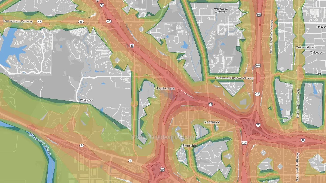 Houston Lake, MO Map of Noise Levels in Houston Lake