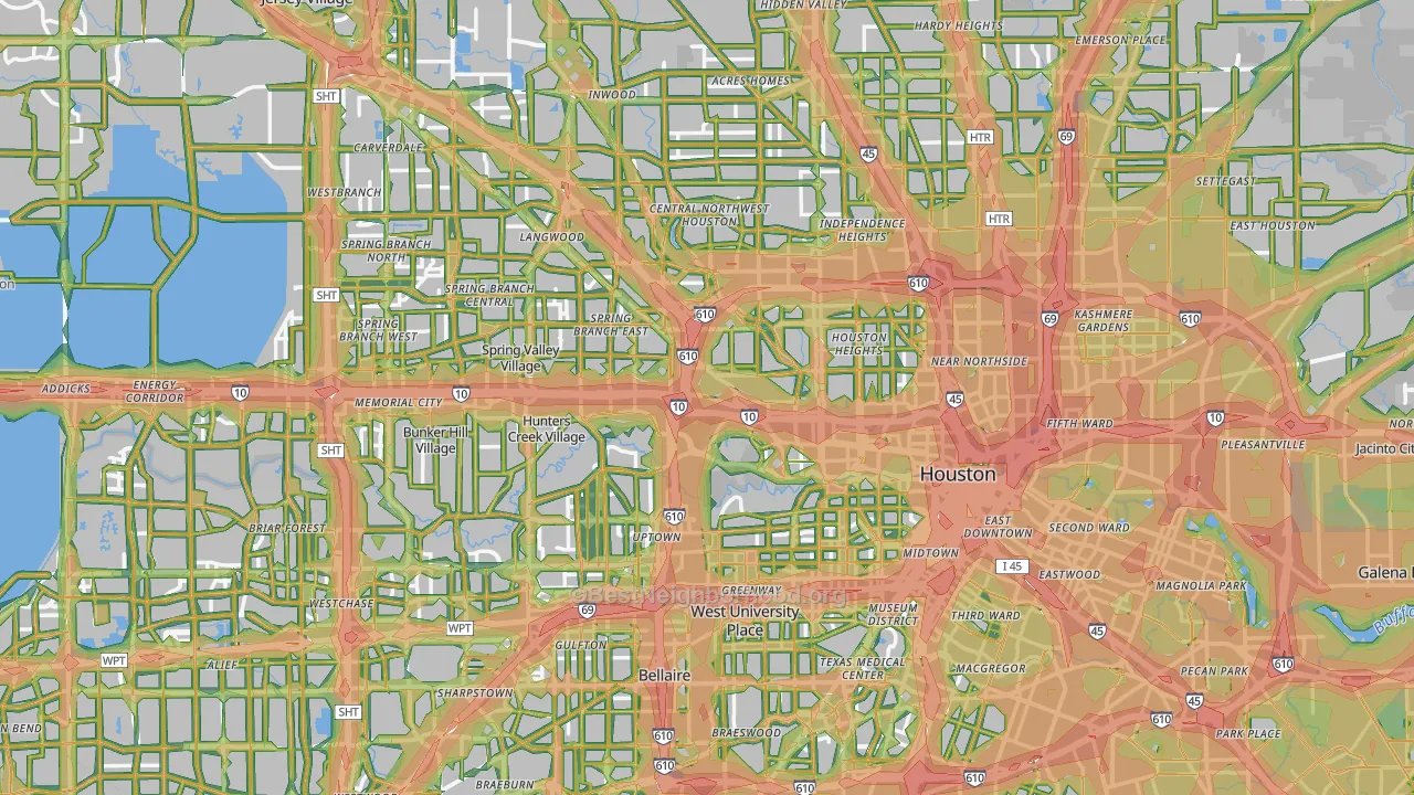 Houston, TX Map of Noise Levels in Houston