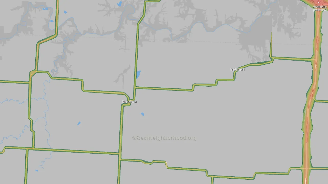Houstonia, MO Map of Noise Levels in Houstonia