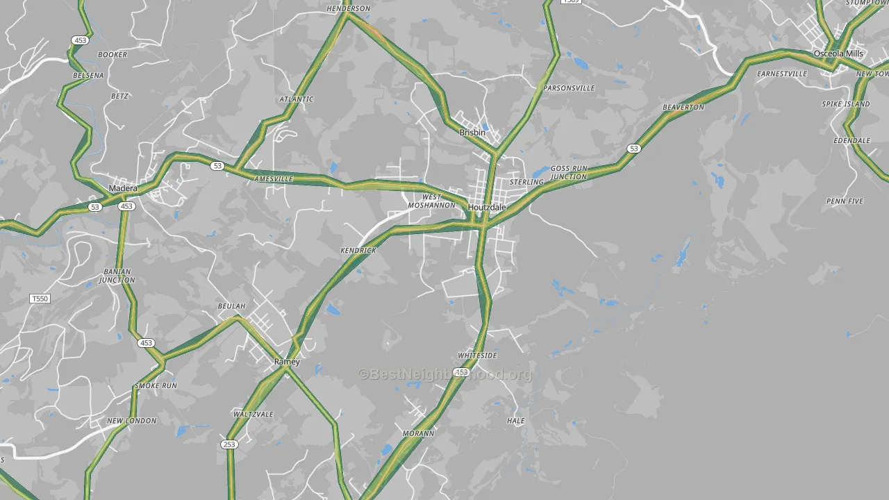 Houtzdale, PA Map of Noise Levels in Houtzdale