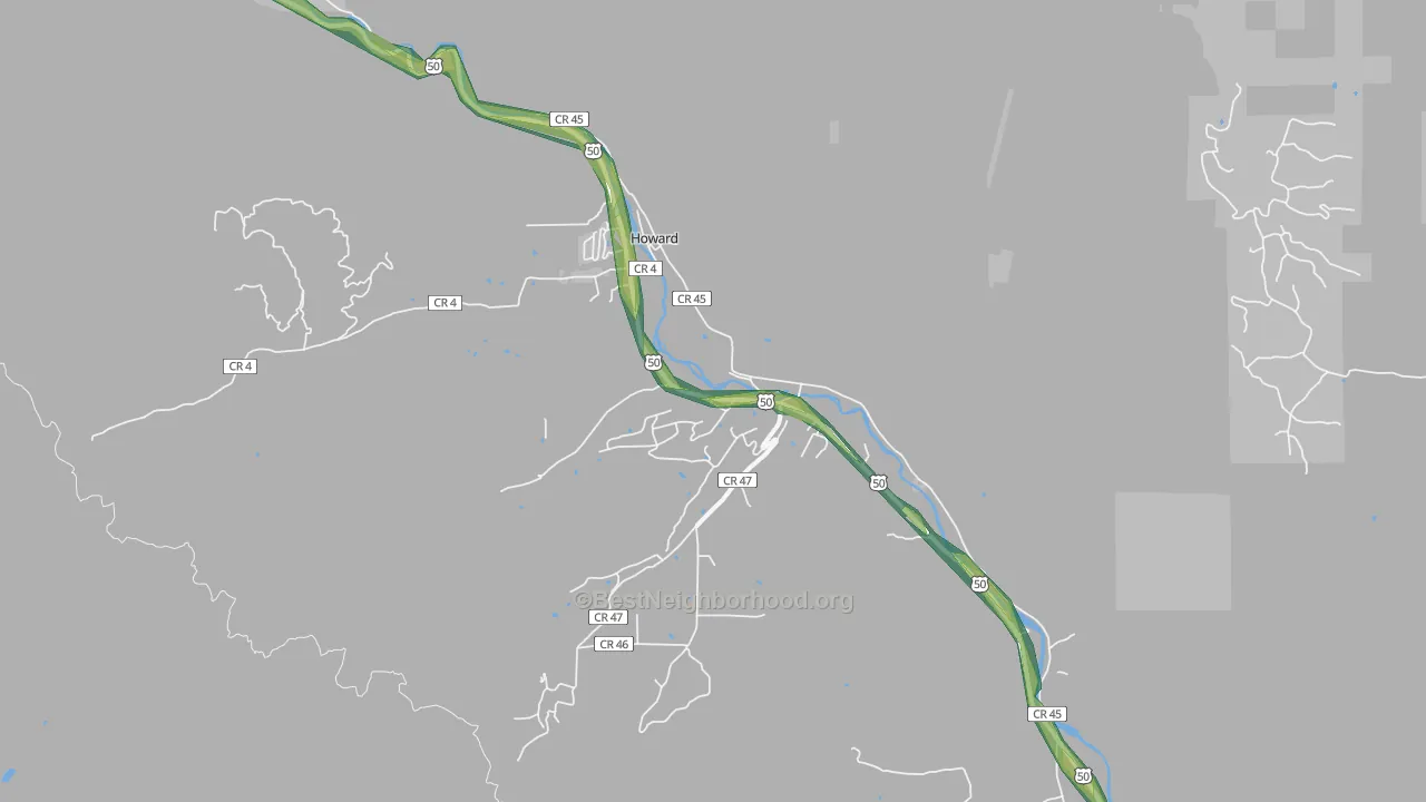 Howard, CO Map of Noise Levels in Howard