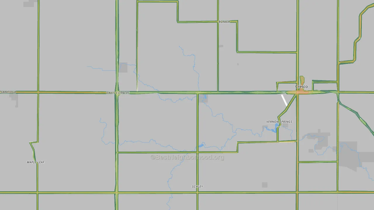 Howard County, IA Map of Noise Levels in Howard County