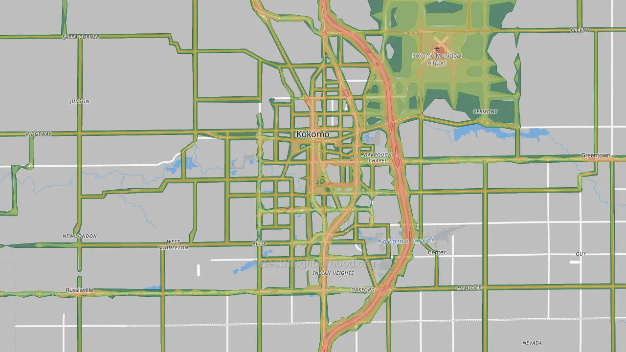 Howard County, IN Map of Noise Levels in Howard County