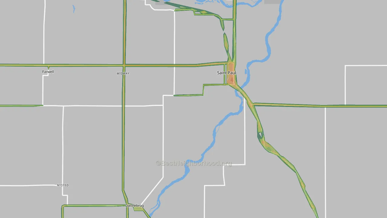 Howard County, NE Map of Noise Levels in Howard County