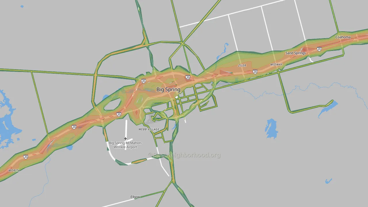 Howard County, TX Map of Noise Levels in Howard County