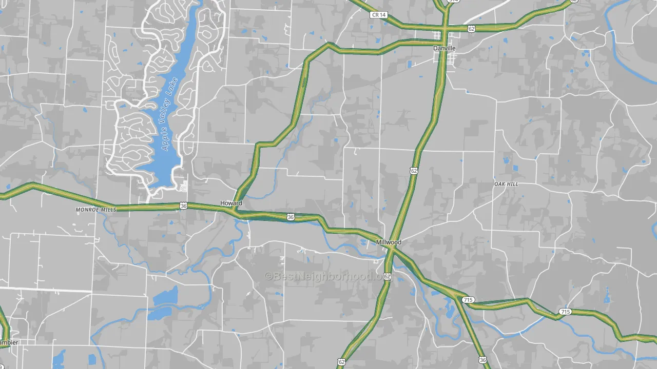 Howard, OH Map of Noise Levels in Howard