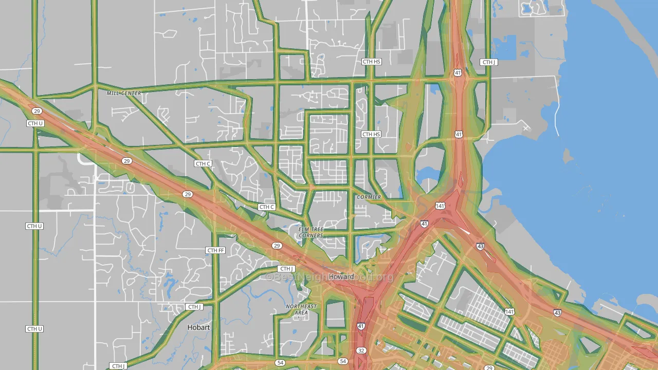 Howard, WI Map of Noise Levels in Howard