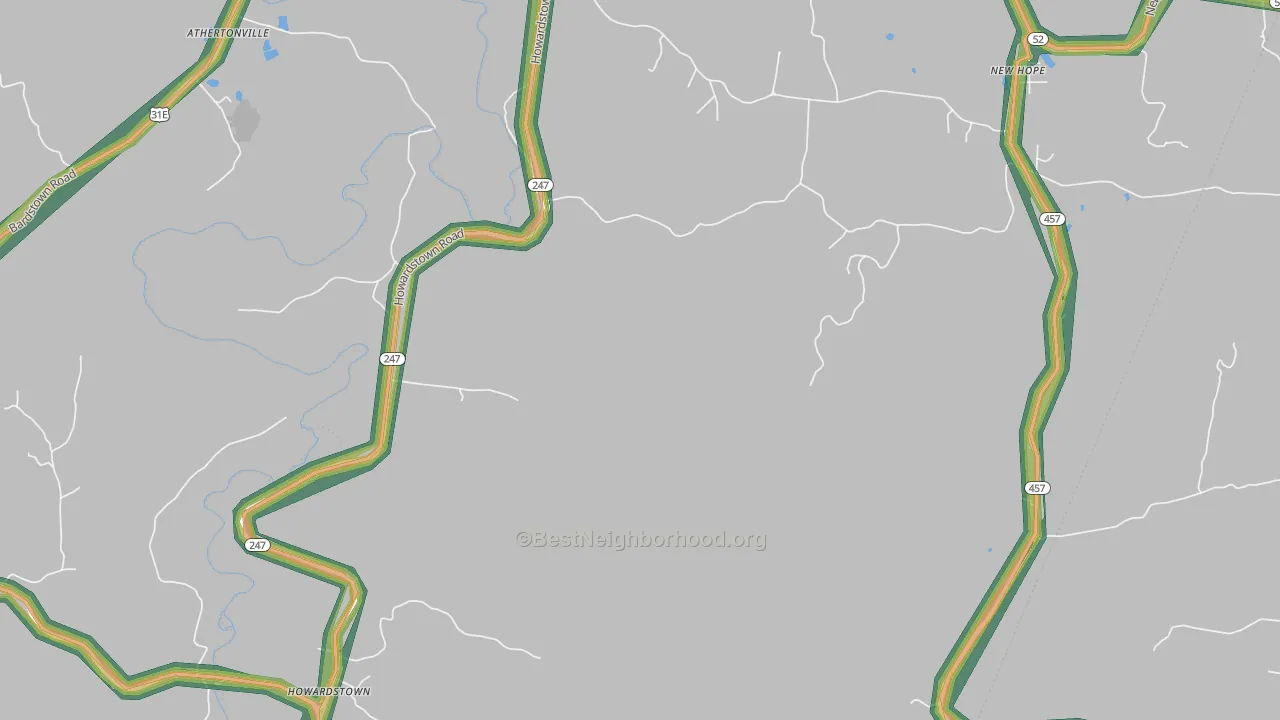 Howardstown, KY Map of Noise Levels in Howardstown