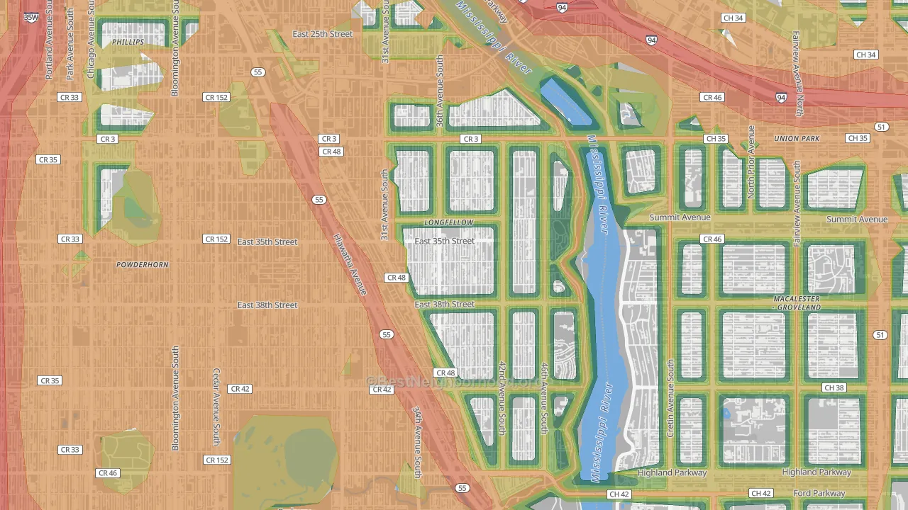 Howe, Minneapolis, MN Map of Noise Levels in Howe