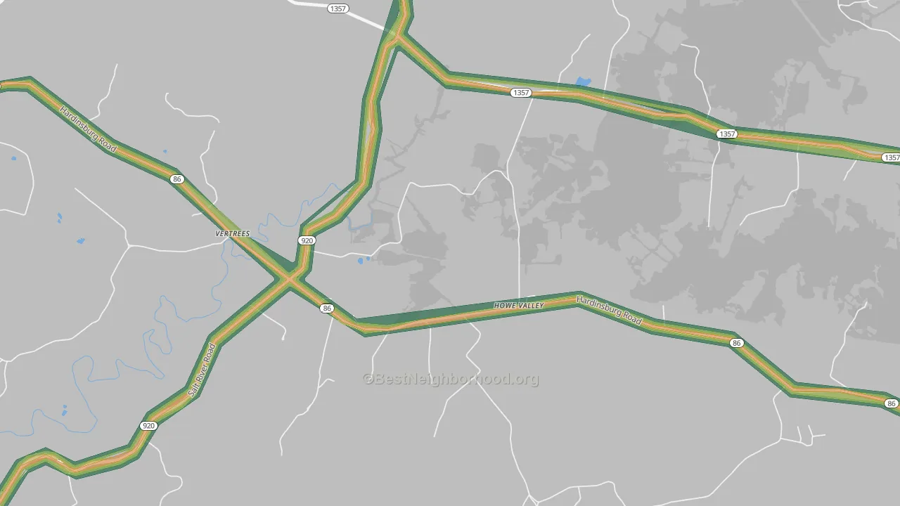 Howe Valley, KY Map of Noise Levels in Howe Valley
