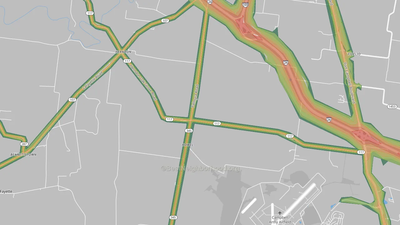 Howel, KY Map of Noise Levels in Howel