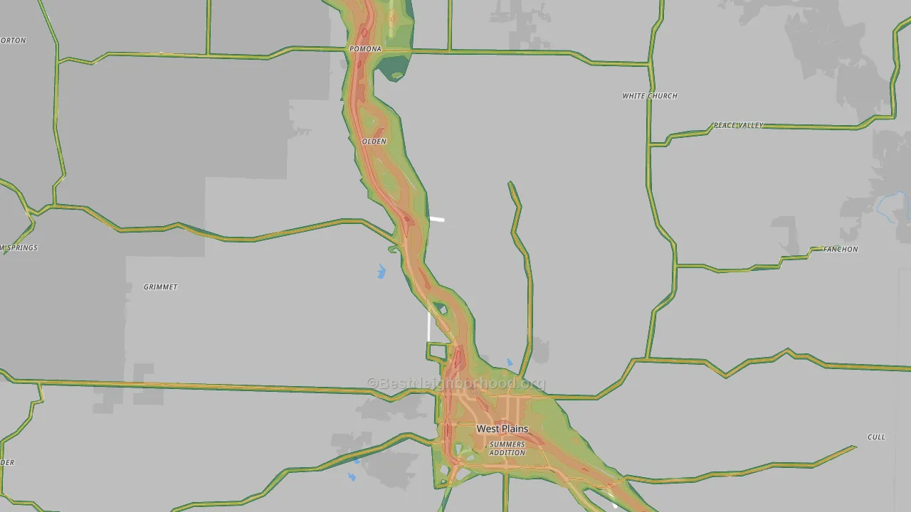Howell County, MO Map of Noise Levels in Howell County