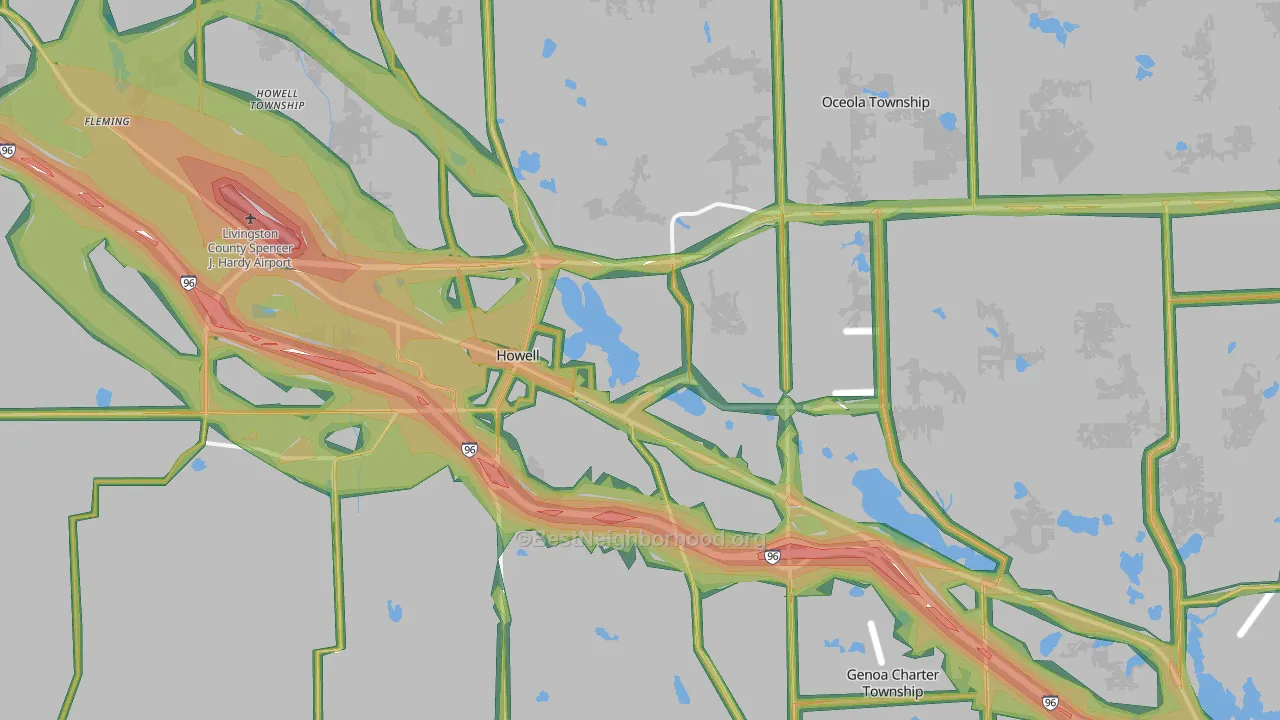 Howell, MI Map of Noise Levels in Howell