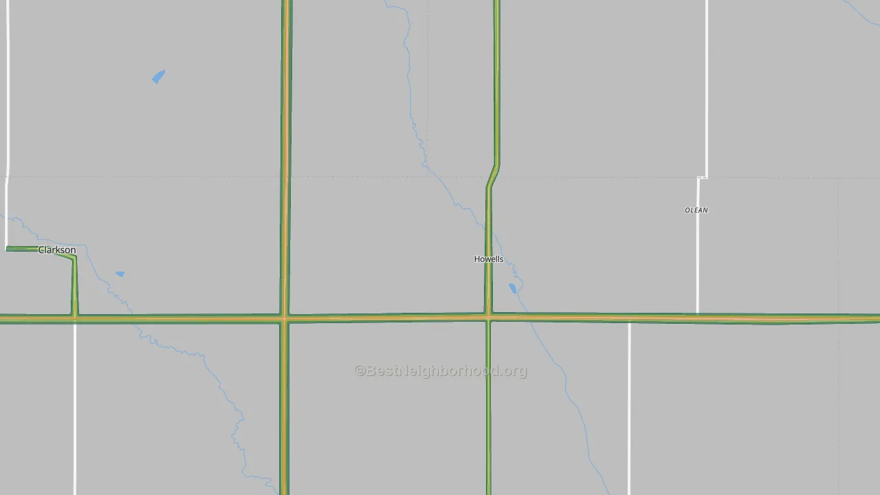 Howells, NE Map of Noise Levels in Howells