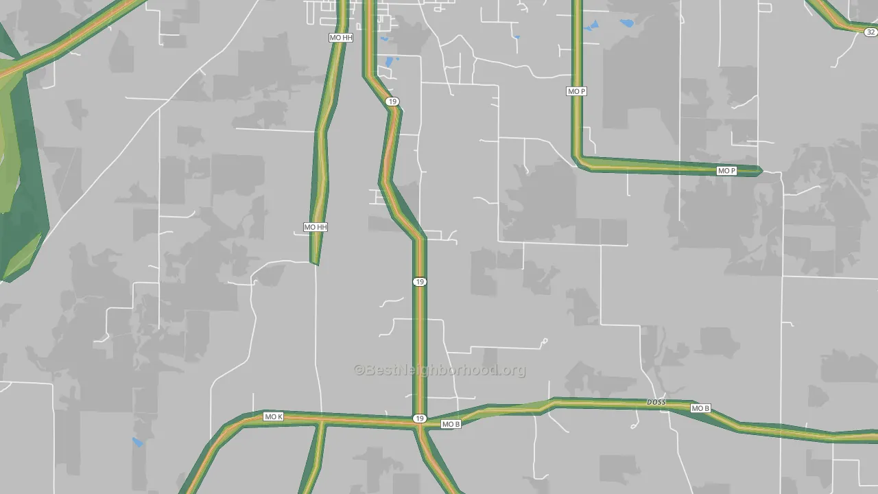 Howes Mill, MO Map of Noise Levels in Howes Mill