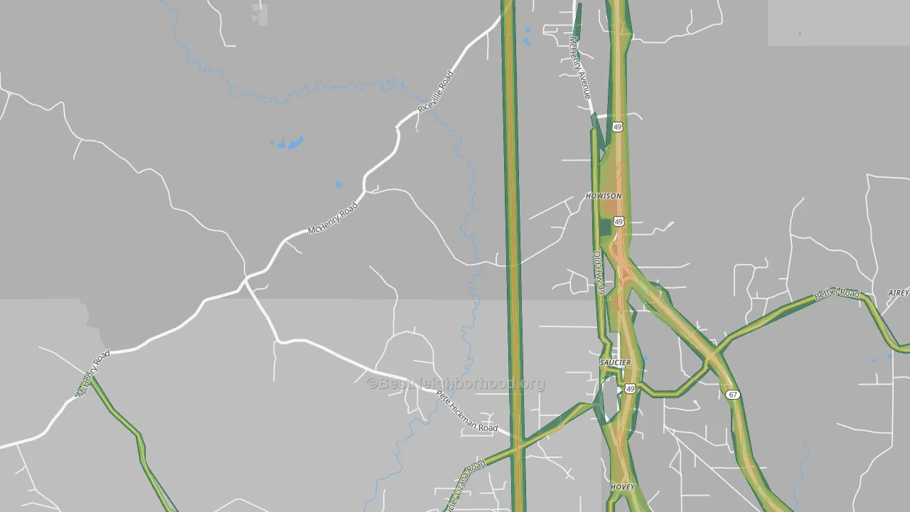 Howison, MS Map of Noise Levels in Howison
