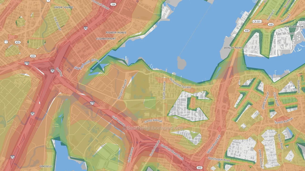 Howland Hook, Staten Island, NY Map of Noise Levels in Howland Hook