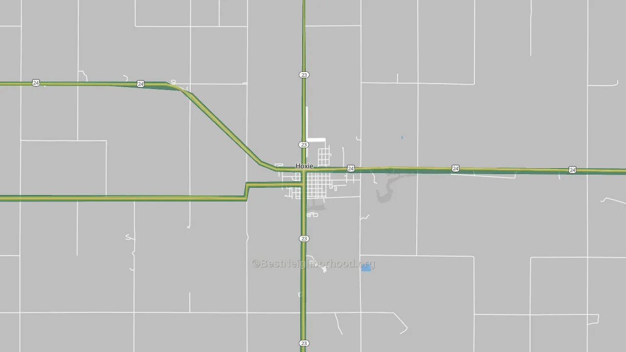 Hoxie, KS Map of Noise Levels in Hoxie