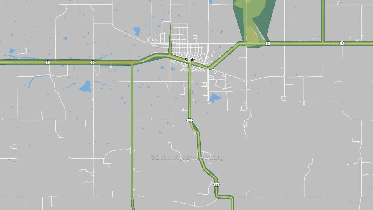 Hoyt, OK Map of Noise Levels in Hoyt