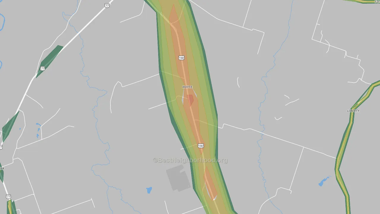 Hoyte, TX Map of Noise Levels in Hoyte