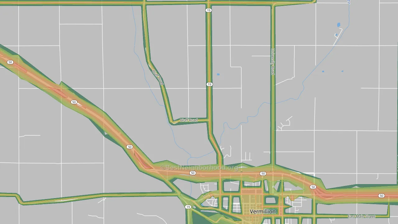Hub City, SD Map of Noise Levels in Hub City