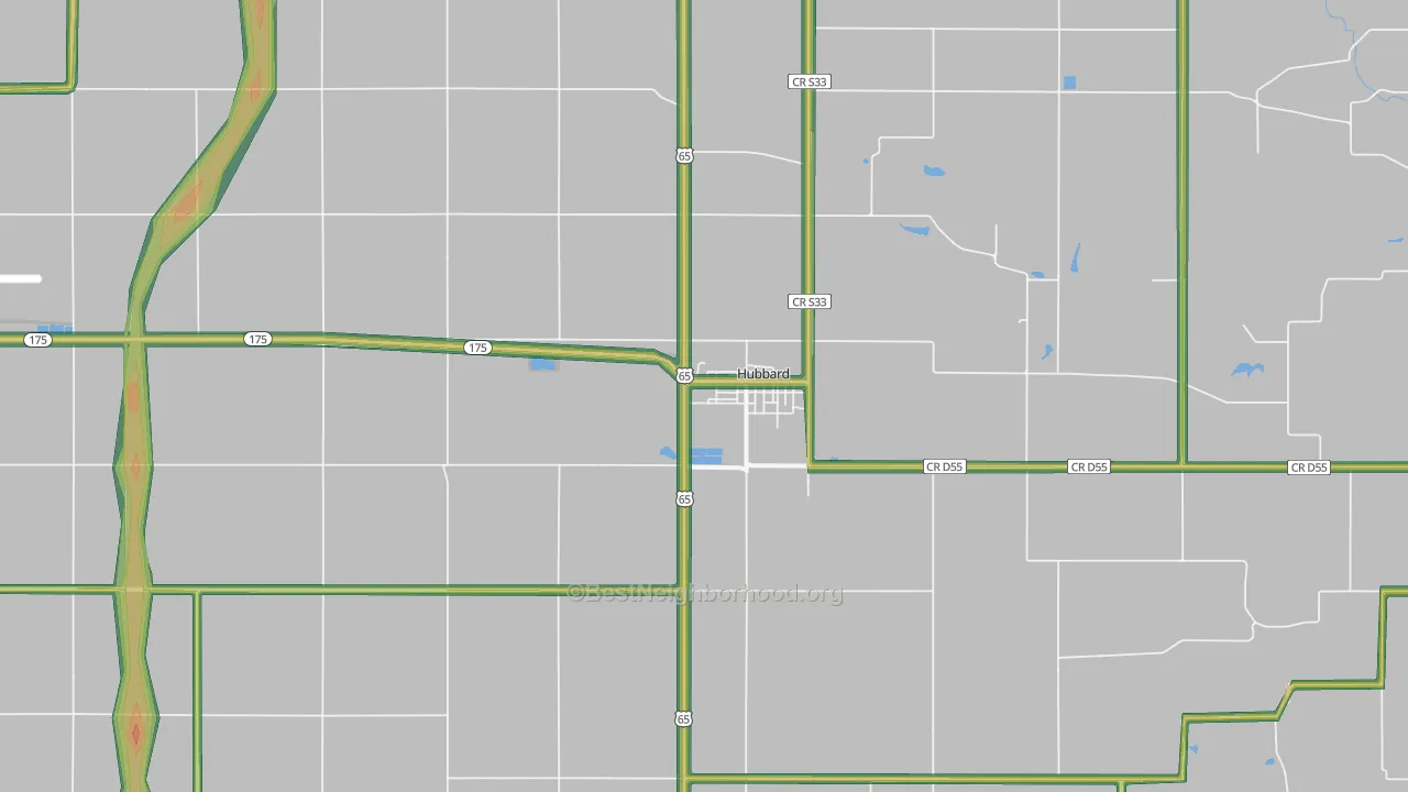 Hubbard, IA Map of Noise Levels in Hubbard