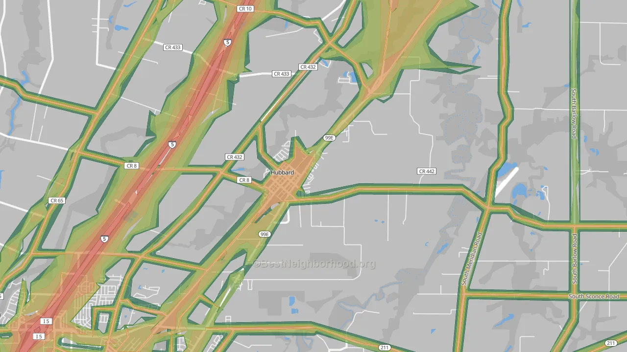 Hubbard, OR Map of Noise Levels in Hubbard