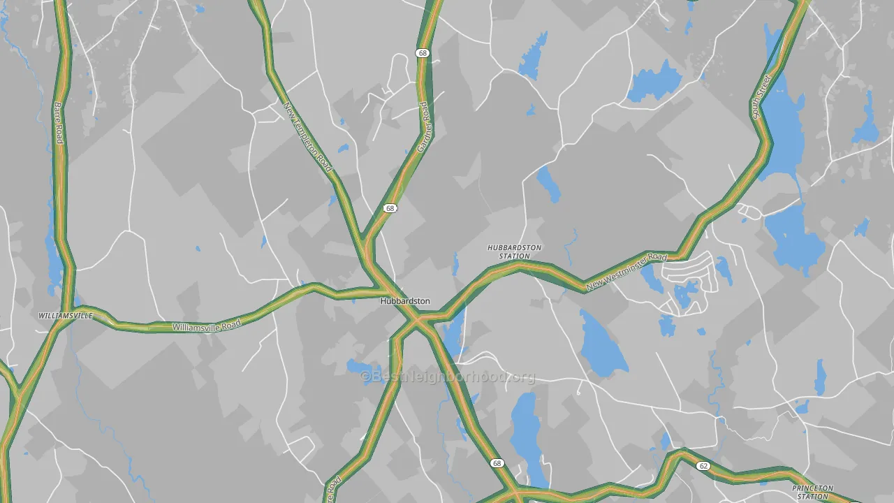 Hubbardston, MA Map of Noise Levels in Hubbardston