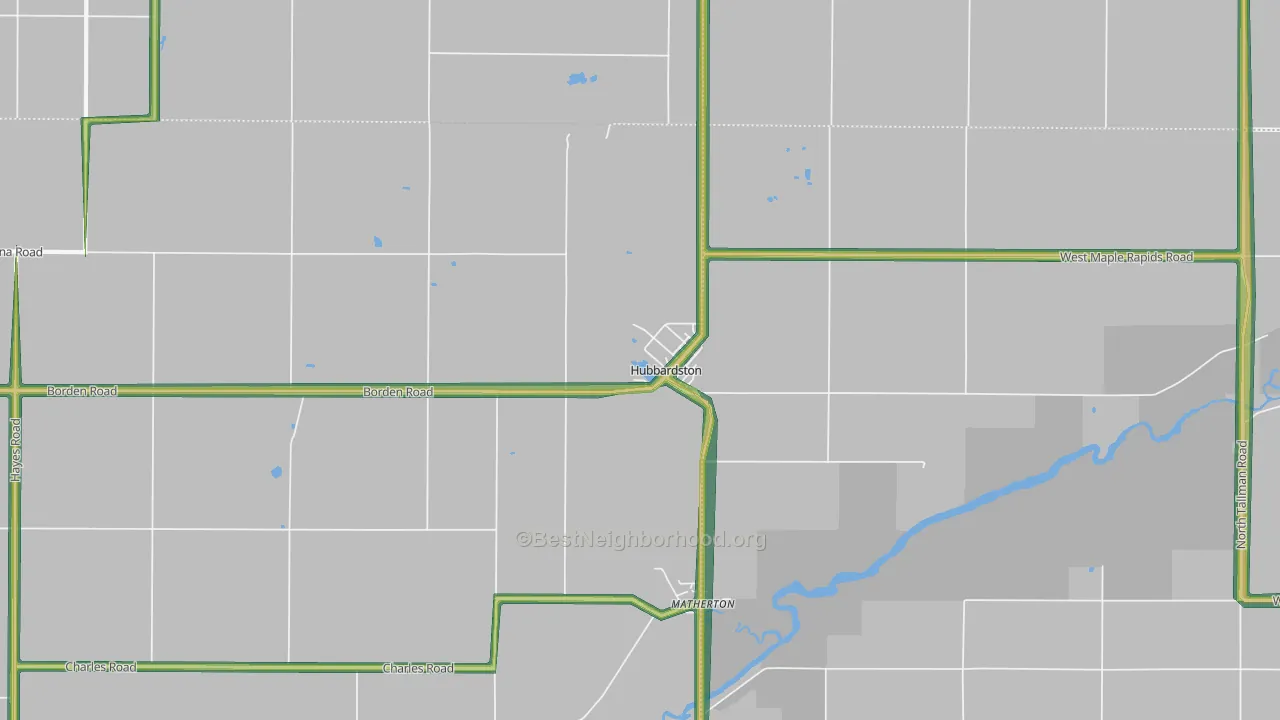Hubbardston, MI Map of Noise Levels in Hubbardston