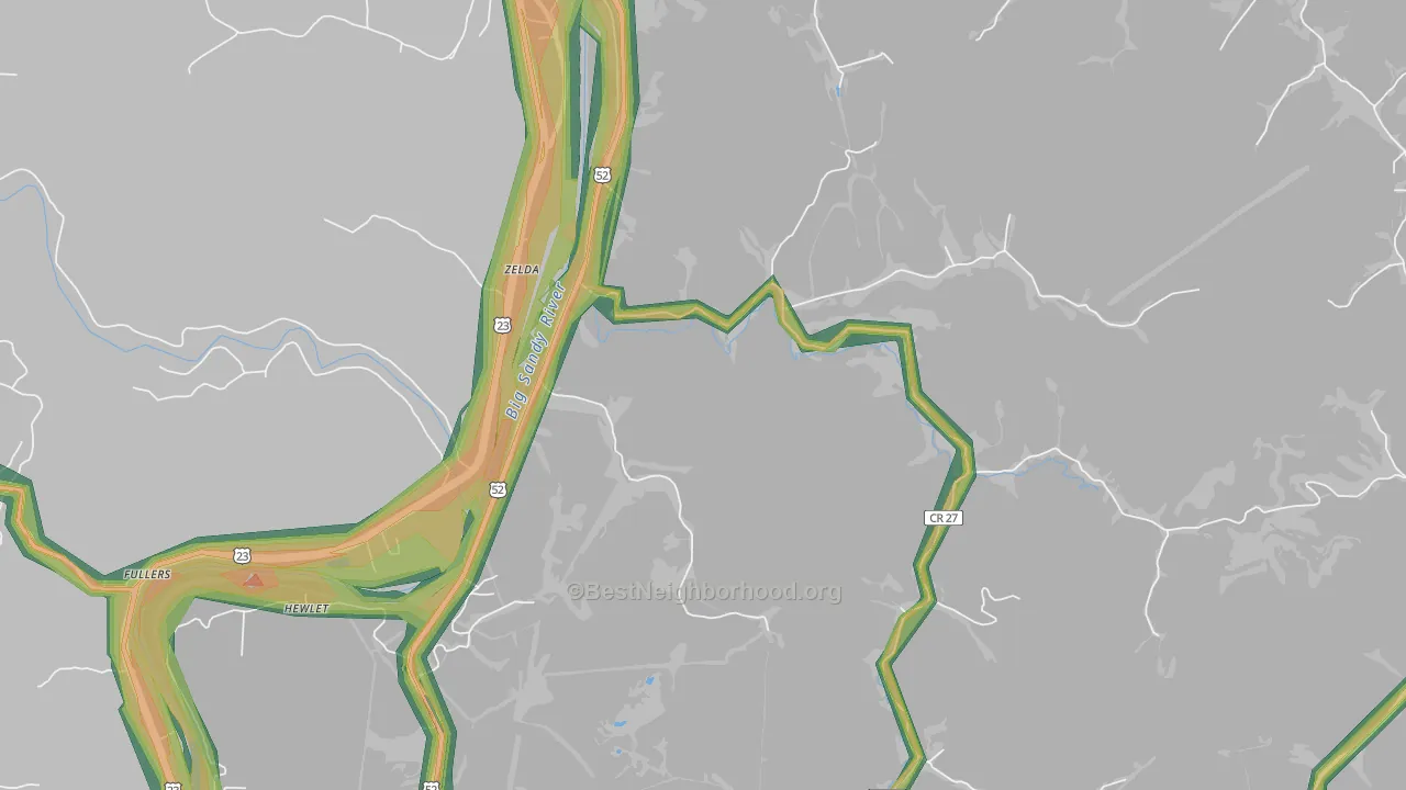 Hubbardstown, WV Map of Noise Levels in Hubbardstown
