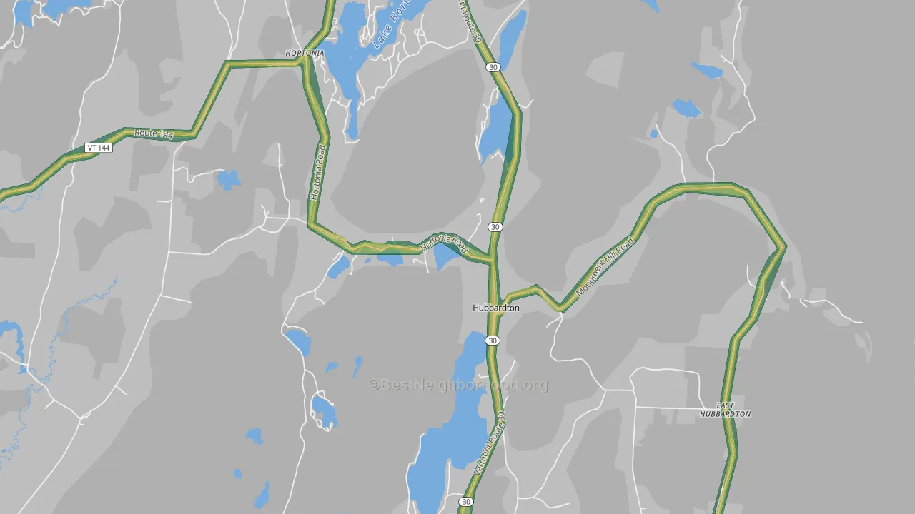 Hubbardton, VT Map of Noise Levels in Hubbardton