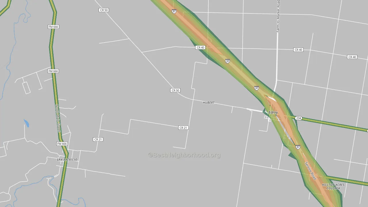 Hubert, TX Map of Noise Levels in Hubert