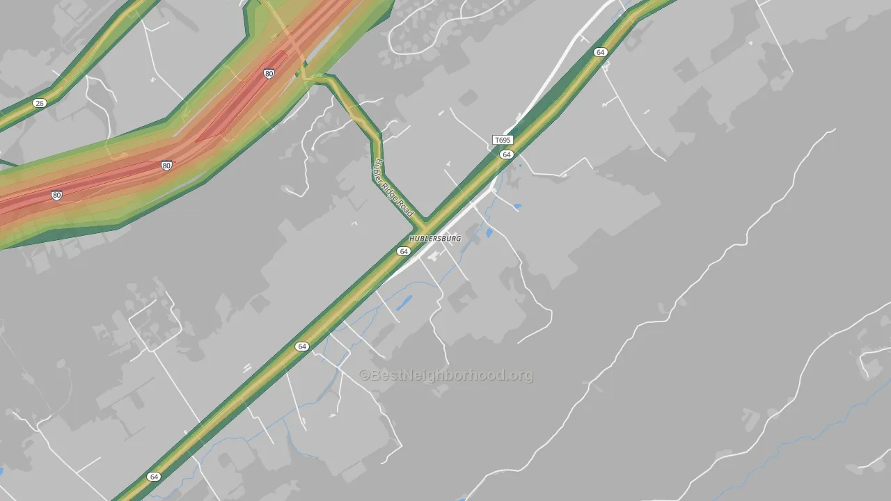 Hublersburg, PA Map of Noise Levels in Hublersburg