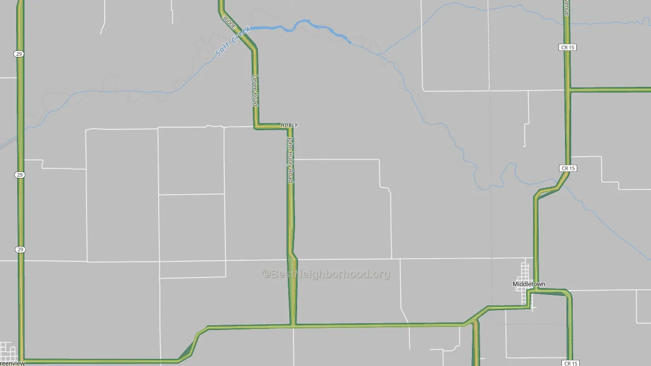 Hubly, IL Map of Noise Levels in Hubly
